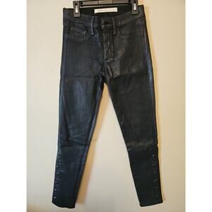 GAP Jeans Womens 24R Inner Cozy Leggings Black Coated Skinny Snap Hem Warm Lined